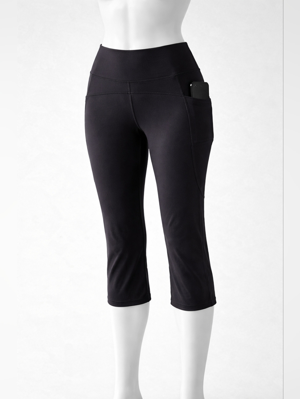 Black Capri Leggings Size L High Rise Pocket Athletic Yoga Pants
